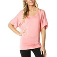 thumbnail image 4 of KOGMO Womens Trendy Dolman Kimono Sleeve Casual Drape Bottom Banded Top T-Shirt (S-3X), 4 of 6