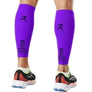 Rymora Leg Compression Sleeve, Calf Support Sleeves Legs Pain Relief for Men and Women, Comfortable and Secure Footless Socks for Fitness, Running, and Shin Splints  Purple, Large (One Pair)
