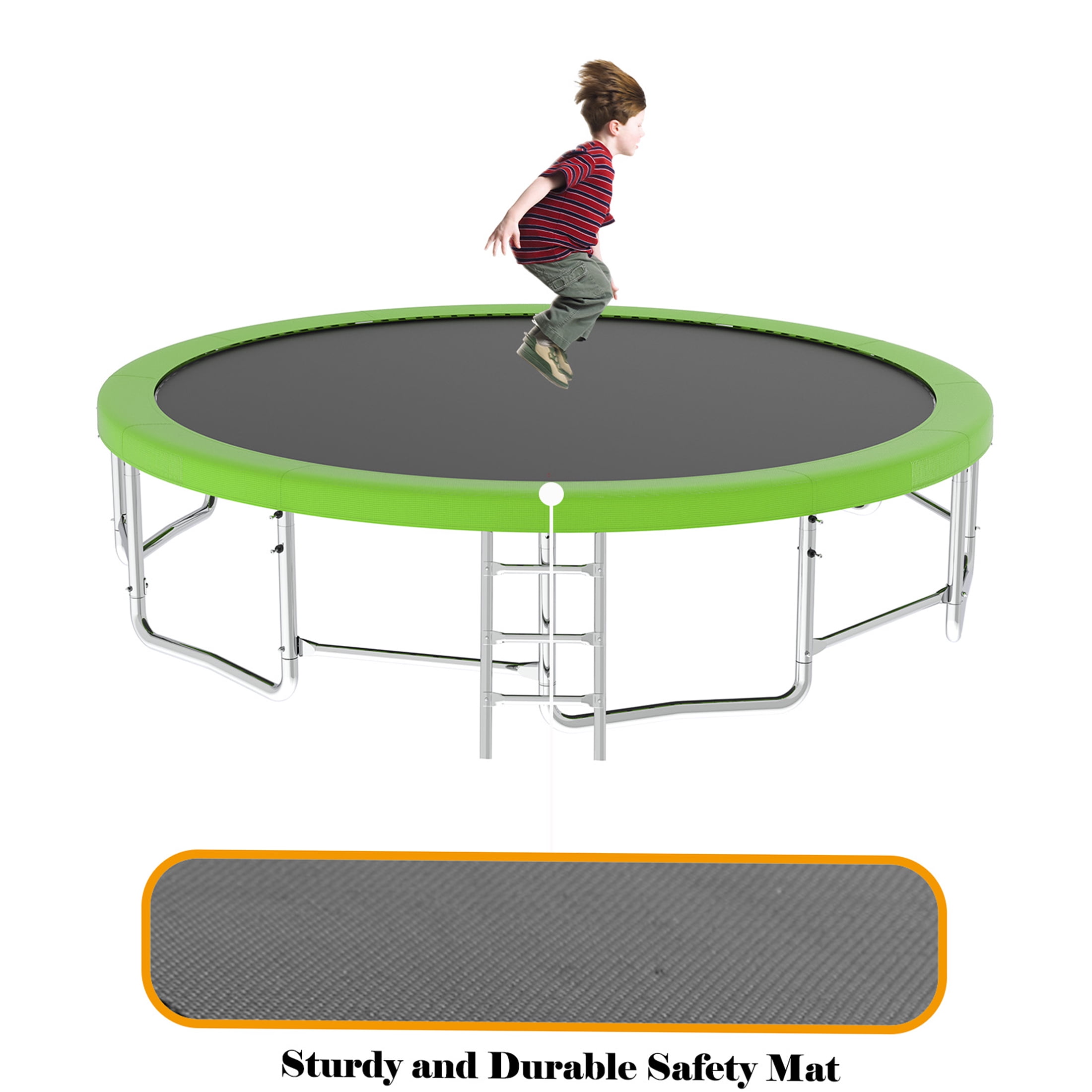 JERFIT 16ft Trampoline with Basketball Hoop, Safety Enclosure Net & Balance Bar, ASTM Certified Outdoor Jumping Toy for Kids and Family, Green