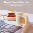 thumbnail image 4 of Chubby Taza de café con plato 270ml Chubby Funny Mug con asa 9oz Delicado y lindo juego de taza y platillo Taza de cerámica portátil novedad Taza de café crema mate para regalos Té Bebidas calientes O, 4 of 10