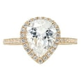 thumbnail image 5 of 2.38 ct Pear Cut Genuine Cultured Diamond SI1-SI2 I-J 18K Yellow Gold Halo Promise Wedding Statement Engagement Designer Ring size 3.5, 5 of 7