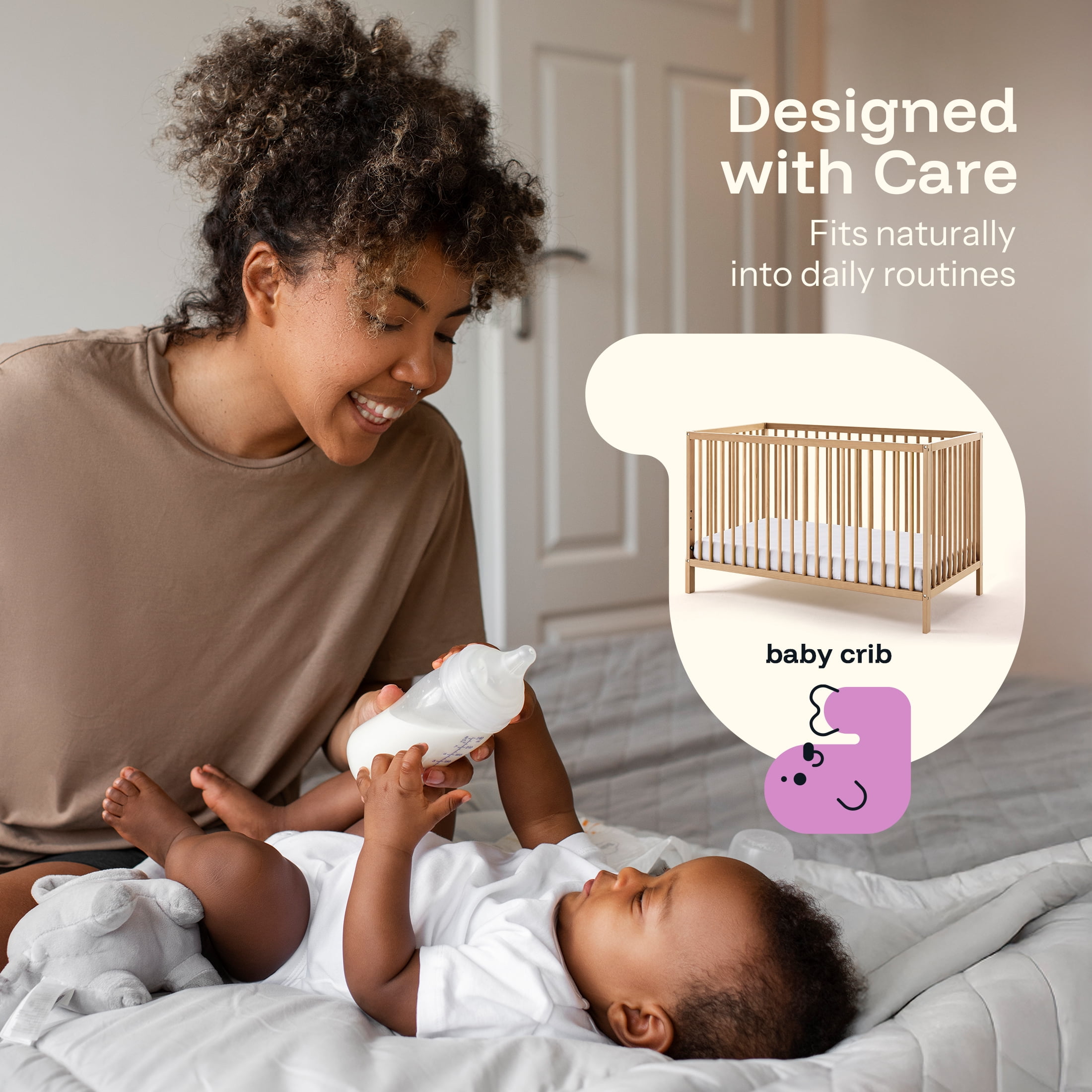 Harppa Convertible Baby Crib for Infant to Toddler,Natural,Greenguard Gold Certified