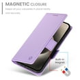 thumbnail image 5 of Allytechgroup for Apple iPhone 14 Pro Case Wallet, Retro PU Leather Slim Fit Business Style Magnetic Closure Cards Slots RFID Blocking Phone Case for Women Men, Purple, 5 of 6
