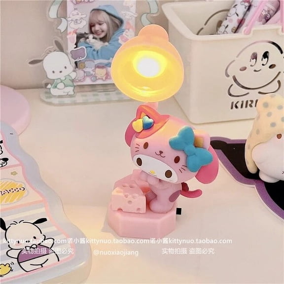 Kawaii My Melody Kuromi Pochacco Cartoon Doll Mini Table Lamp Anime Sanrios Girl Heart Cute Desktop Night Light Birthday Present