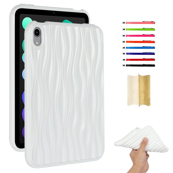 Case for iPad mini 6th Gen 8.3" 2021 / mini 7th Gen (A17 Pro) 2024 8.3", Luxury Slim Fit TPU Back Protective Shock-Absorption Corner Protection Lightweight Soft Cover, White