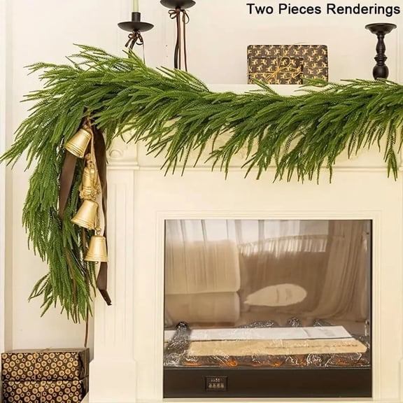 Eliaeconx Christmas Wreath, Rattan Texture Holiday Wreath, Norfolk Front Door Decoration, Artificial Leaf Wreath for Home and Door Decor, Green