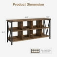 thumbnail image 4 of TROPOW 8 Cube Storage Organizer, 3 Tier Metal Horizontal Bookcase, 62 Inch Console, Industrial Storage for Entryway, Long Low Bookshelf for Living Room - Retro Brown, 4 of 8