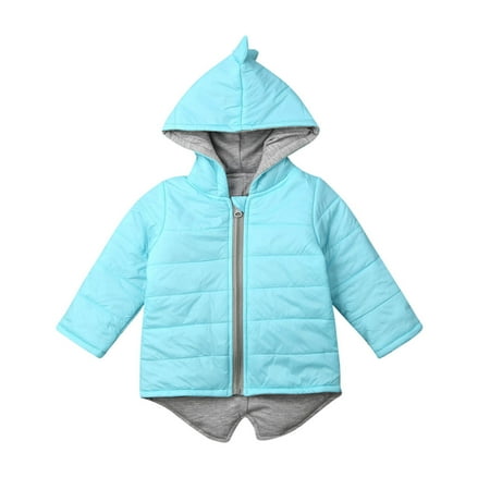 

Qtinghua Toddler Baby Boy Girl Hoodie 3D Dinosaur Zipper Winter Autumn Thick Coat Warm Jacket Outwear Coats Blue 4-5 Years