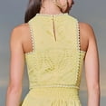 thumbnail image 6 of Women's Long Skirt Suit Sleeveless Elegant Lace Two Piece Maxi Skirt Set Eyelet Women'S Sleeveless Elegant Lace Two Piece Long Skirt Suit Long Skirt With Pocket Hollow Fabric,Yellow Women's Long Skirt, 6 of 9