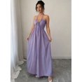 thumbnail image 5 of Solid Color Tie-Up Backless Maxi A-Line Dress Women's Summer Sundress One Piece Long Dress, 5 of 10