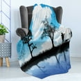 thumbnail image 4 of Nature Soft Flannel Fleece Blanket, Man with the Dog Walking by the Lake with Tree Reflection Moon Sky Print, Cozy Plush for Indoor and Outdoor Use, 60" x 80", Sky Blue Black White, by Ambesonne, 4 of 5