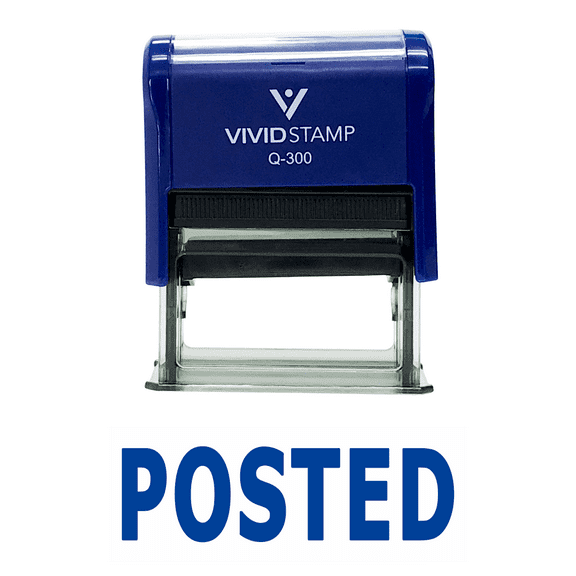 Vivid Stamp Posted Self Inking Rubber Stamp (Blue Ink) - Large