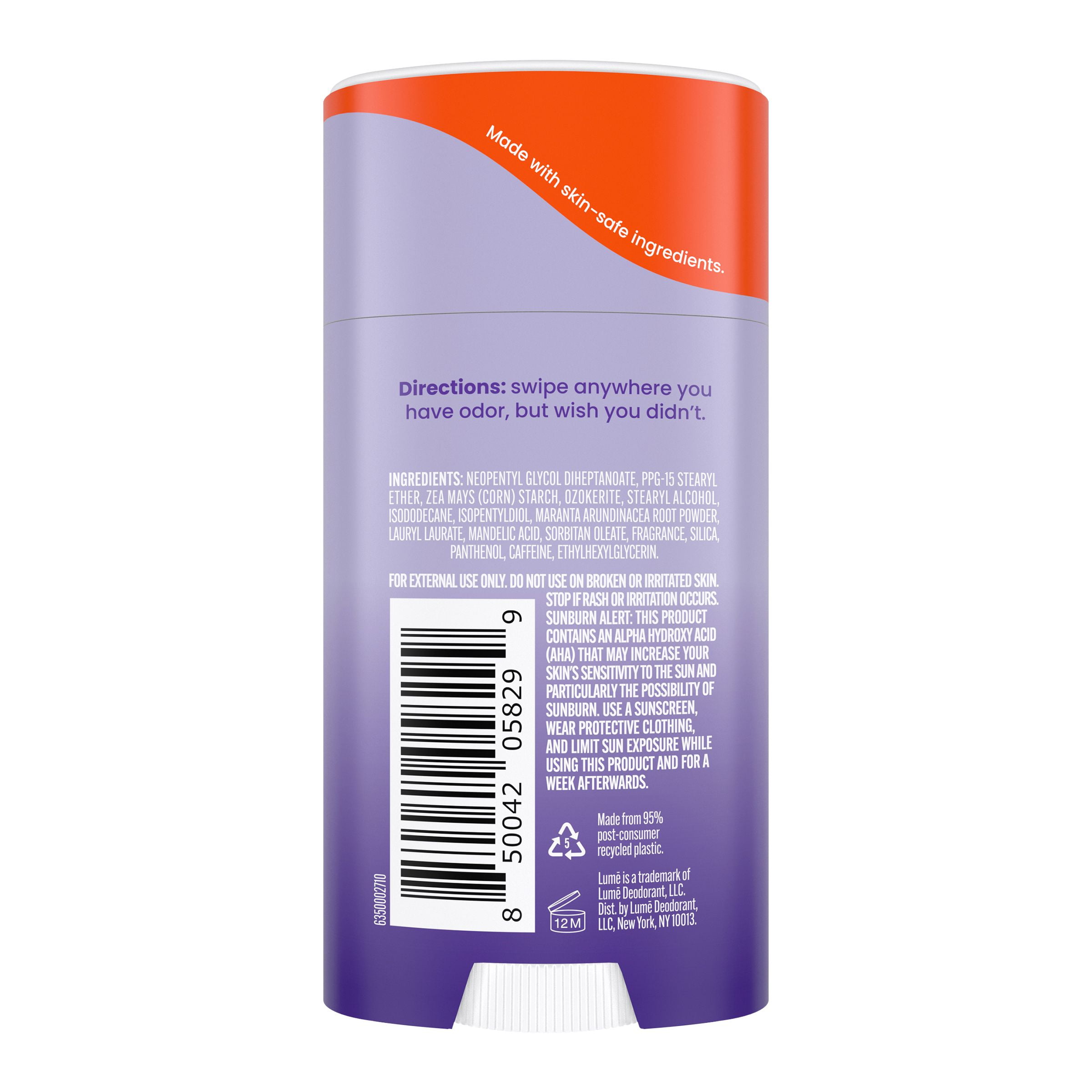 (2 pack) Lume Whole Body Women’s Deodorant - Smooth Solid Stick - Aluminum Free - Soft Powder - 2.6oz