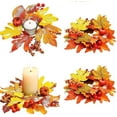 thumbnail image 5 of Pumpkin Maple Leaf Crown Candle Rings, Set of 2, 5 of 11