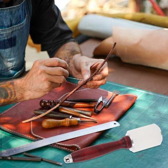 WHAMVOX Leather Crafting Hammer Mallet Wooden Handle Leather Mallet Tool For Diy Leather Carving And Leather Tooling Projects