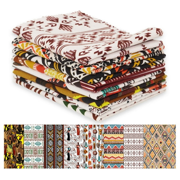 Soimoi 8 Pc Fat Quarter Bundle,African TribalPrint 18"x 22"DIY Patchwork-100% CottonPre-Cut Quilting Fabric Multicolor