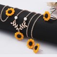 thumbnail image 2 of Collar con colgante de girasol, cadena de hoja de perla, gargantilla de gota hecha a mano de resina bohemia para mujeres y niñas, oro rosa-Style1 Sailing Electrónica, 2 of 5