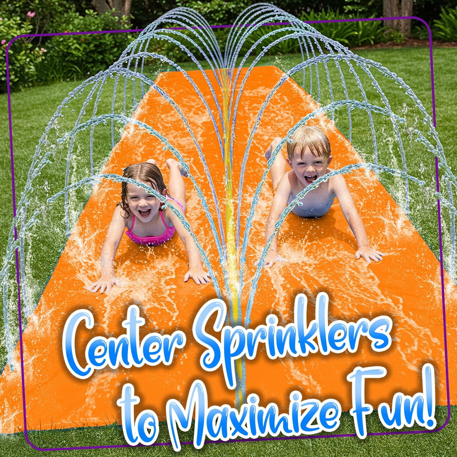 18 x 5 Ft Dual Lane Lawn Water Slide Backyard Outdoor Summer Fun for Ages 3 and Up