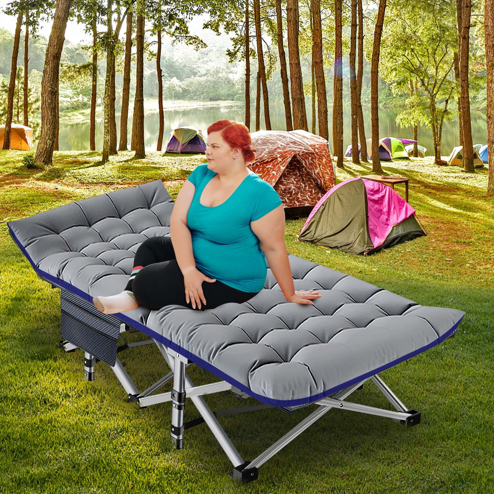 Lit De Camping Pliant Robuste MOPHOTO - Pour Adultes Et Enfants - Avec
