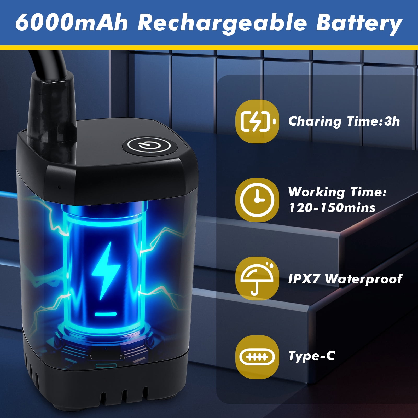 Fohil Upgrade Portable Camping Shower, 6000mAh Outdoor Electric Shower Rechargeable Pump with Intelligent Digital Display