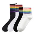 thumbnail image 1 of pares de calcetines de algodón, estampado de arcoíris, estampado de pintura, calcetines de moda, 1 of 6