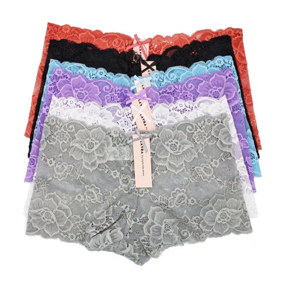 LAVRA Women's Multi Pack Lace Panties Floral Boyshorts Underwear