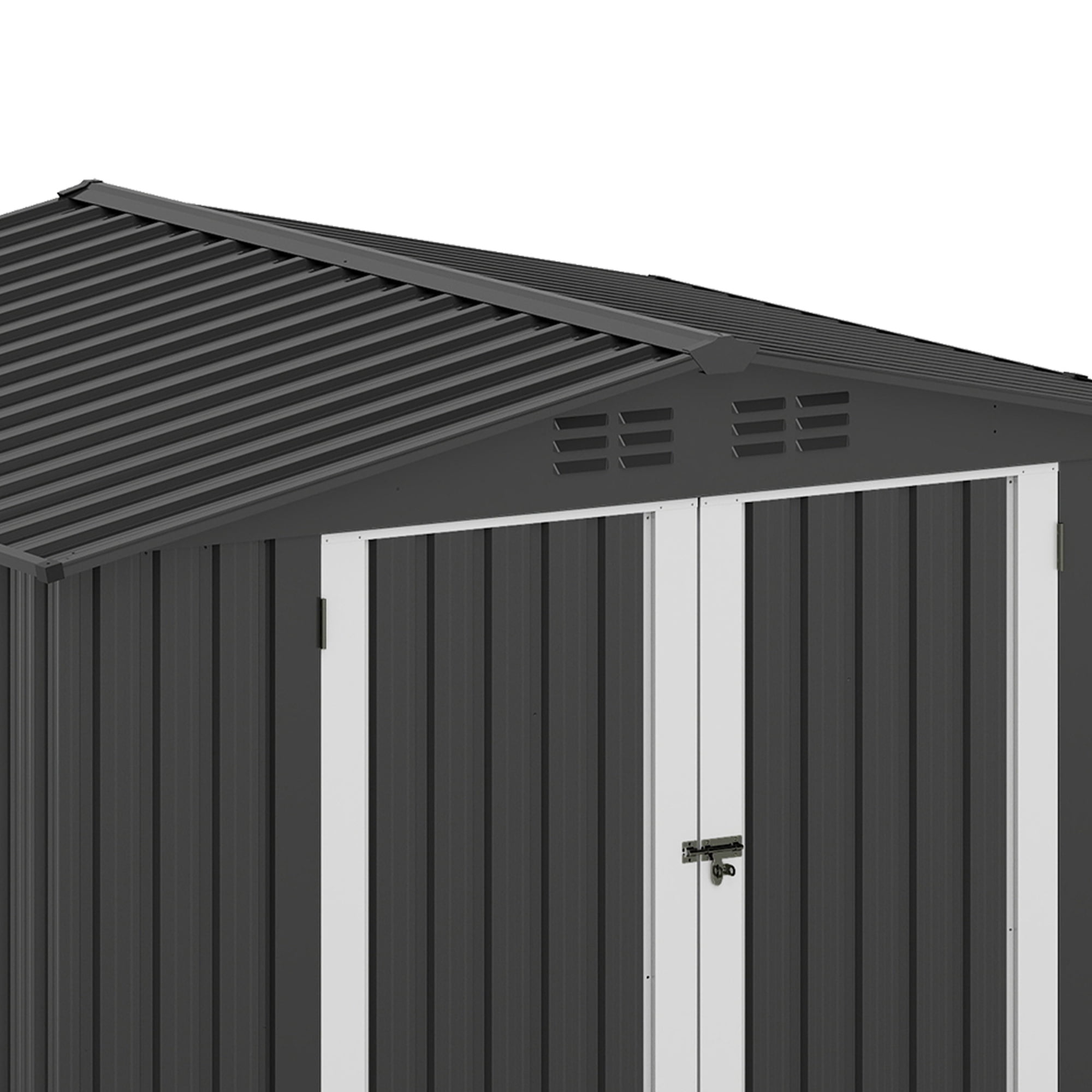 Uforic 7'x5' Metal Storage Shed, Heavy Duty Lockable Weatherproof Shed, Sloped Roof, Easy Assembly for Tools & Bicycles, Dark Gray