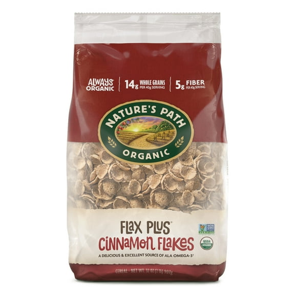 Nature's Path Organic Breakfast Cereal, Flax Plus Cinnamon Flakes, 32oz Bag