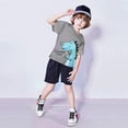 thumbnail image 7 of NOLDARES Toddler Boy Infant Shorts Set Clothes 2pcs Summer Adorable Graphic Short Sleeve Shirt Top Elastic Waist Shorts Pockets Outfit(Grey,3-4 Y), 7 of 7