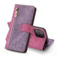 thumbnail image 4 of Wallet Case for iPhone 14 Plus, PU Leather Color Blocking Card Slots Cash Holder Zipper Flip Folio Purse Cover with Stand Magnetic Clasp Wrist Strap Shockproof Phone Case for iPhone 14 Plus,Rose, 4 of 15