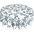 thumbnail image 1 of Mindunm Round Tablecloth 60 Inch Gray Teal Leaves Fabric Table Cloth Decorative Washable Spillproof Wrinkle Free Spring Summer Farmhouse Rustic Table Cover for Indoor Outdoor Home Decor Party Picnic, 1 of 6