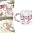 thumbnail image 2 of Cute 3D Bow Glass Mug, Beaded Handle Clear Coffee Cup, Water Cup for Home Decor, 2 of 5
