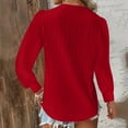 thumbnail image 4 of alcepopk Long Sleeve T Shirts for Women Lace V Neck Casual Cute Tops Loose Fit Fall Winter Basic Clothing(Red,S), 4 of 5