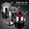 thumbnail image 2 of opvise 1/2/3Pcs Seasoning Jar Stainless Steel Sugar Container with Glass Lid And Spoon Kitchen Countertop Coffee Bar Sugar Bowl for Salt Spices Honey Silver 3pcs, 2 of 8
