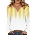 thumbnail image 2 of NuoCaiYun Womens Fashion Stripe Printed Pullover Winter V-Neck Open Button Long Sleeve Tops Polyester Spandex, 2 of 6