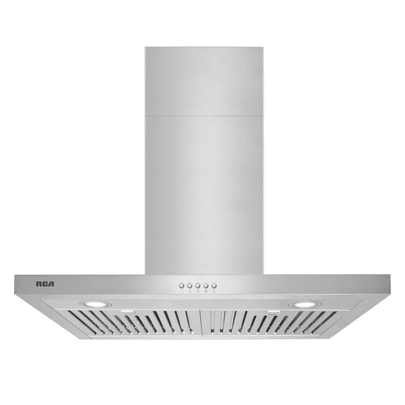 RCA 30 in. Sterling Collection 400 CFM Ducted T-Shape Wall Mount Range Hood, Push Buttons, LEDs, Stainless Steel