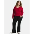 thumbnail image 2 of Terra & Sky Women's Plus Long Sleeve Notch Neck Top, Sizes 0X-5X, 2 of 5