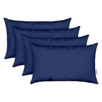 Lumbar Throw Pillows Set of 4 | 20"x 12" | All-Weather Spun Fabric | Water and Fade-Resistant | Outdoor Support Pillows for Patio Furniture | Navy Blue