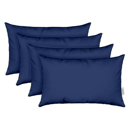 Lumbar Throw Pillows Set of 4 | 20"x 12" | All-Weather Spun Fabric | Water and Fade-Resistant | Outdoor Support Pillows for Patio Furniture | Navy Blue