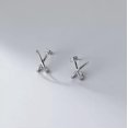 thumbnail image 3 of K-KED Solid 925 Sterling Silver Cross Shape Stud Earrings-Gold, 3 of 6