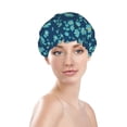 thumbnail image 2 of Light Blue Daisies Flowers Shower Cap, Double Layers Shower Cap Rreusable Waterproof, Elastic Bathing Hair Hat for Women, Washable Hair Cap for All Hair Lengths, 2 of 5