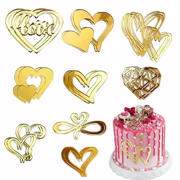 Adorno para tartas ASVNRES, acrílico, minimalista, con forma de corazón de amor (18)