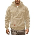 thumbnail image 7 of Qulqfy Pullover Mens Hoodie Corduroy Casual Quarter Zip Long Sleeve Hooded Sweatshirts 3 Pockets Men's Fashion Hoodies & Sweatshirts XL, 7 of 7