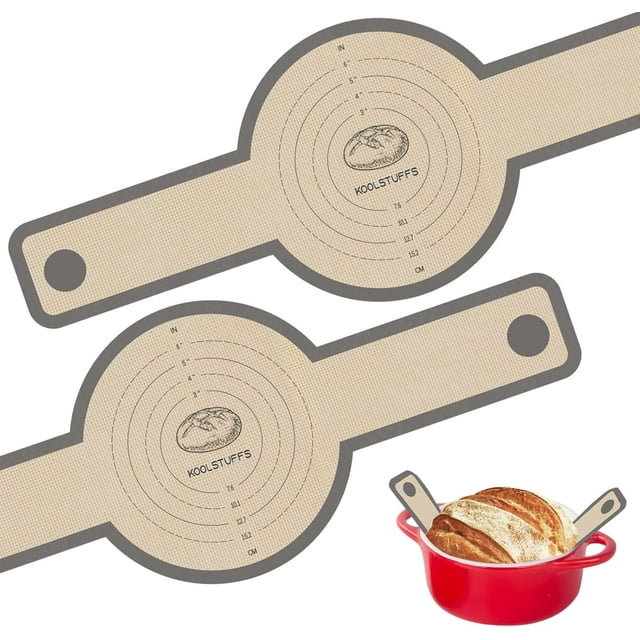 Silicone Bread Sling, Baking Mat for Dutch Oven, 2PCS Non-Stick Sourdough Tools & Bread Making Accessories,2pcs Round