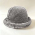 thumbnail image 7 of Cutuoiiu Cold Weather Hat for Women Solid Color Fuzzy Rolled Brim Bucket Hat Soft Plush Winter Warm Fisherman Cap for Daily Outdoor, 7 of 7