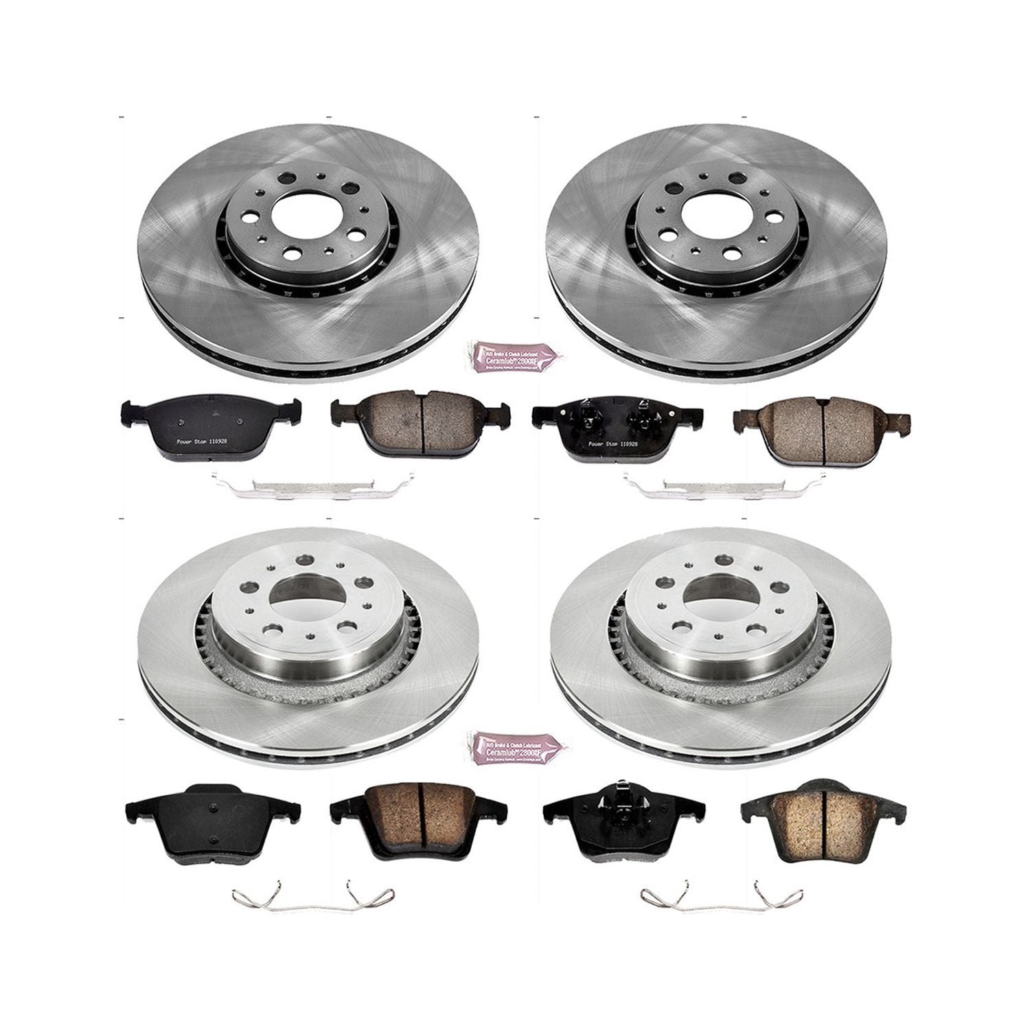 PowerStop Front and Rear Stock Replacement Brake Pad and Rotor Kit Fits: VOLVO Select Models KOE5708