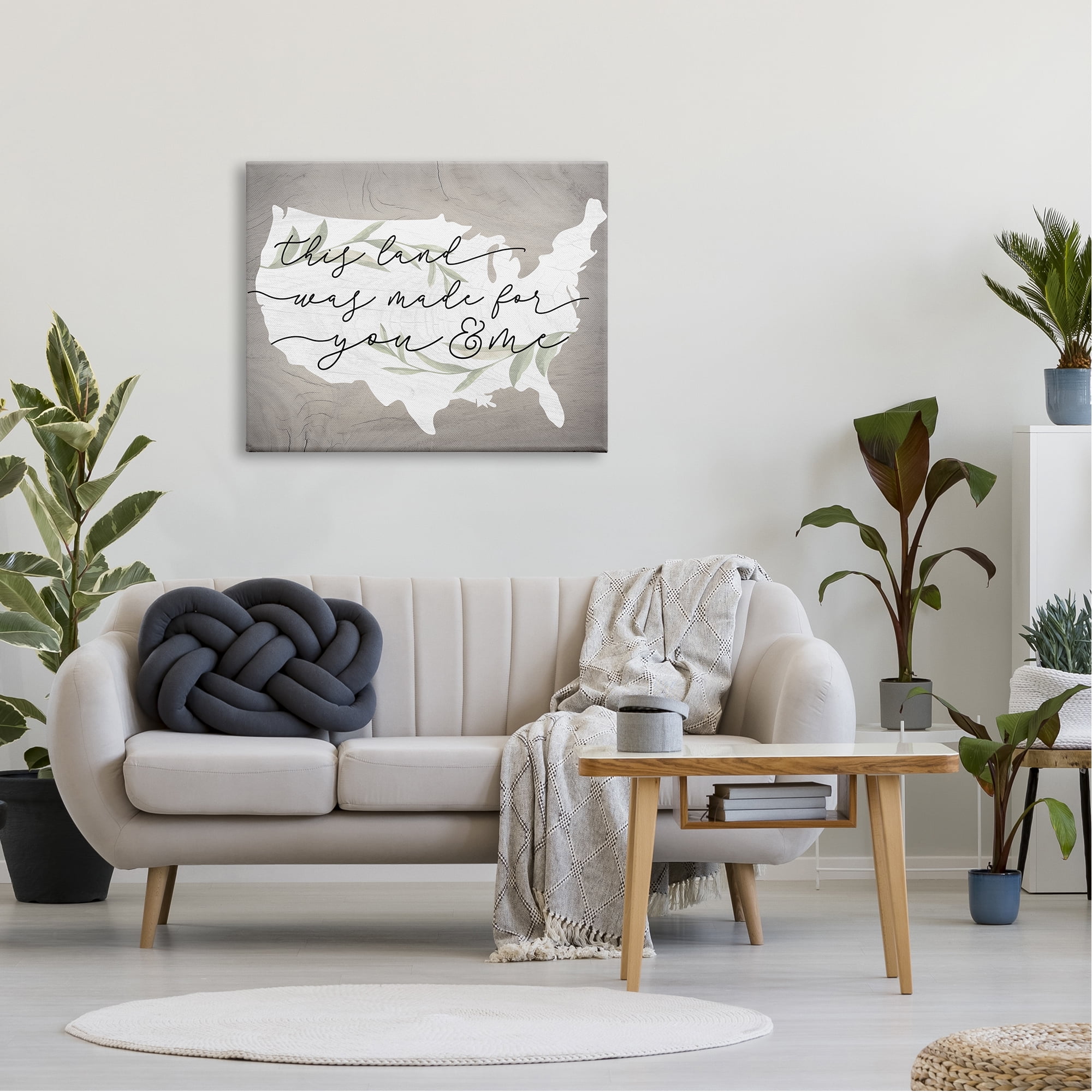 Stupell Industries Rustic Americana Cursive Typography Quote USA Map Canvas Wall Art, 40 x 30, Design by Lil' Rue
