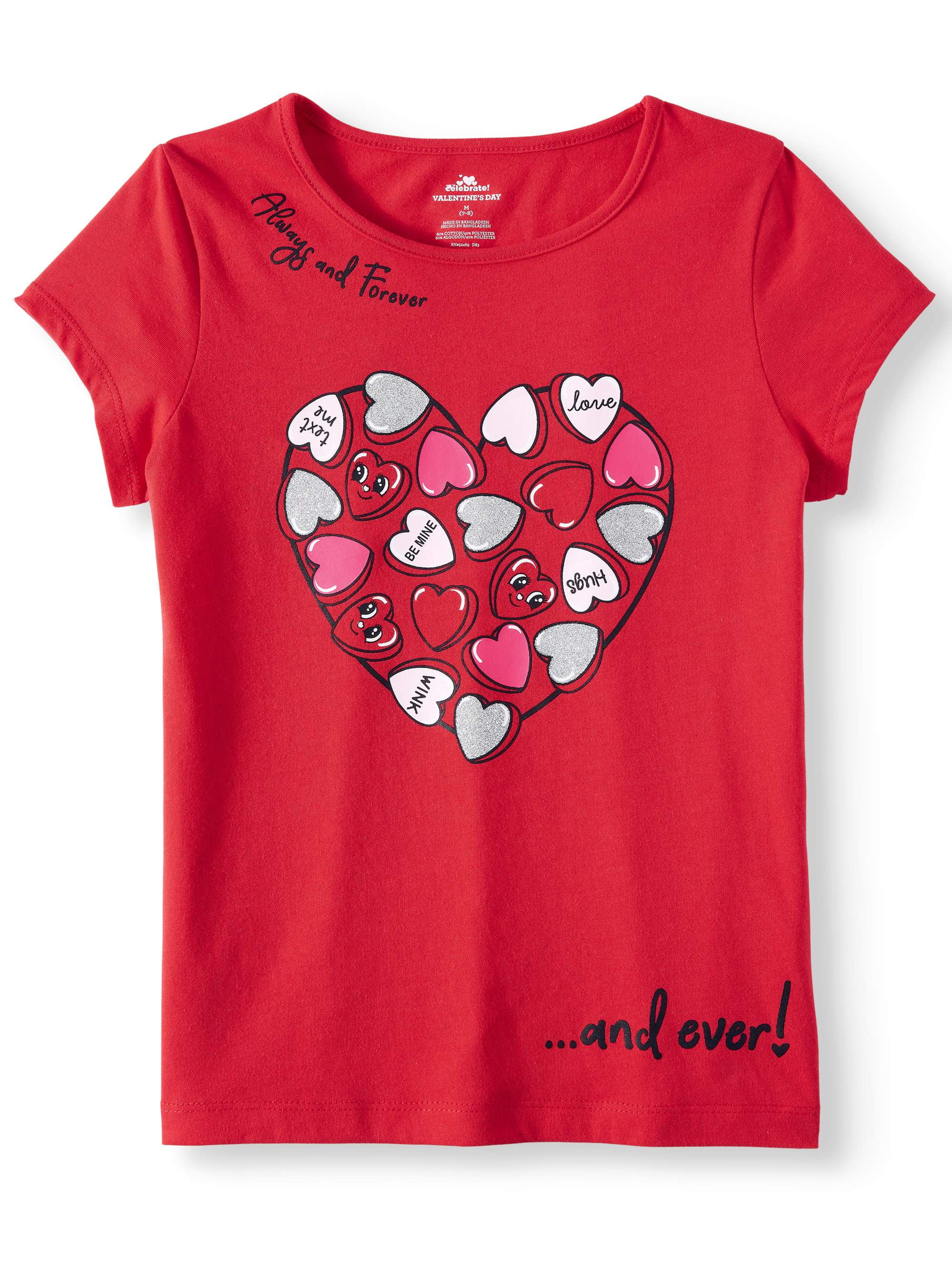 VALENTINE'S DAY - Graphic T-Shirt (Little Girls & Big Girls) - Walmart ...
