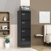 Fesbos 4 Drawer File Cabinet with Lock, File Cabinets for Home Office,18 Deep Vertical Metal Black File Cabinet Office Storage Cabinet Organizer for Letter/Legal / A4