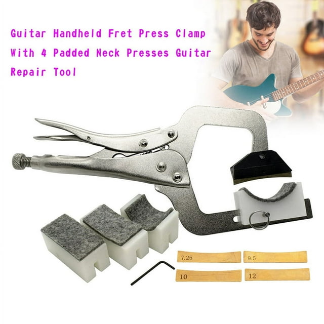 Guitar Handheld Fret Press Clamp With 4 Padded Neck Presses Guitar Repair Tool